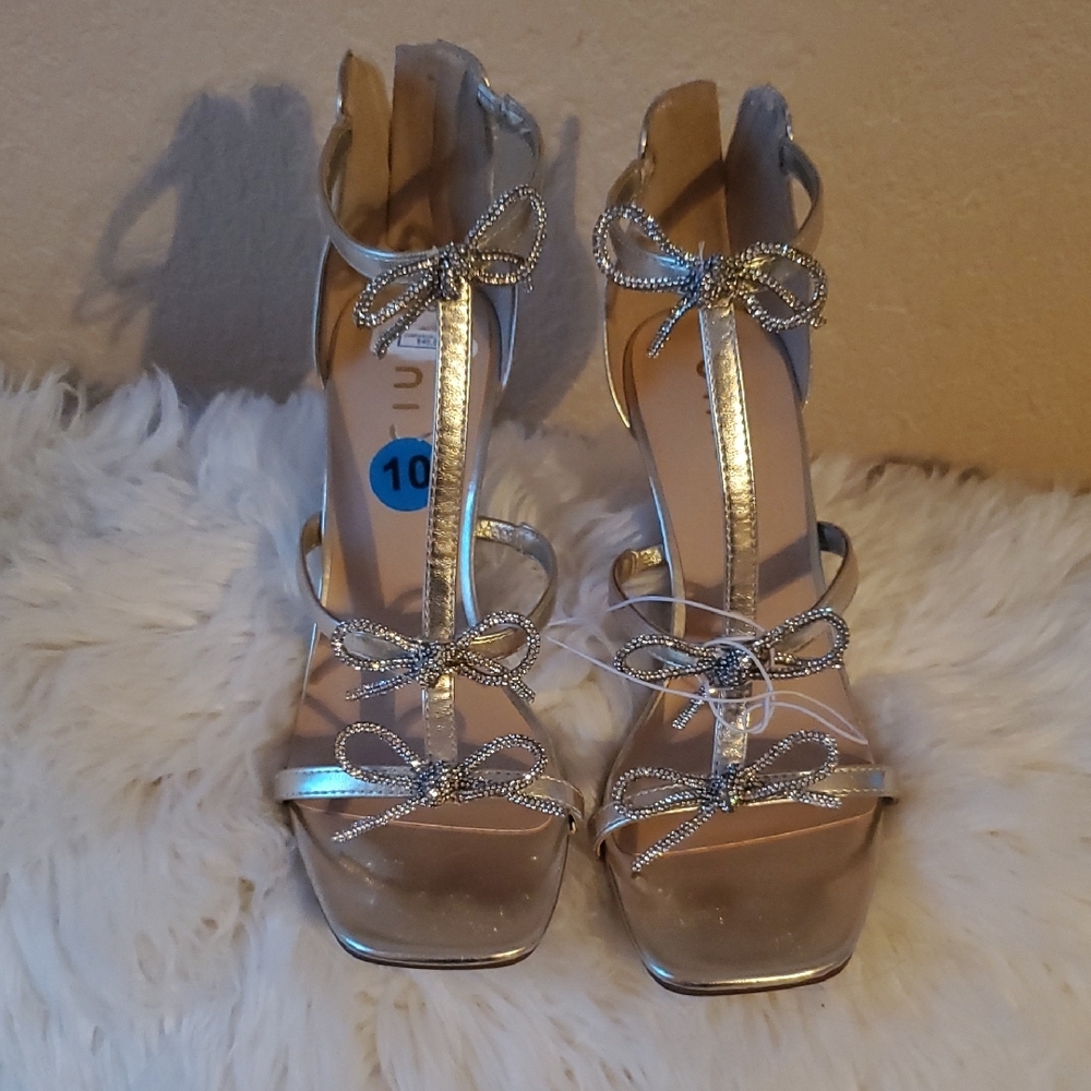 Unisa Gold and Silver Strappy Heels